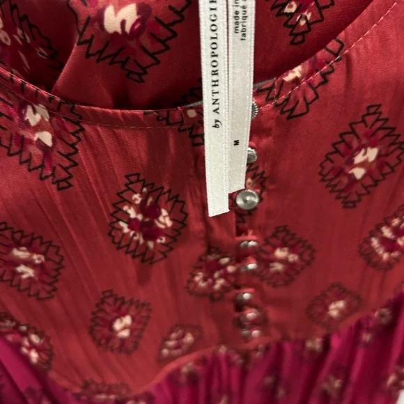 Anthropologie Pink Puff Sleeve Smocked Blouse M - Picture 6 of 10